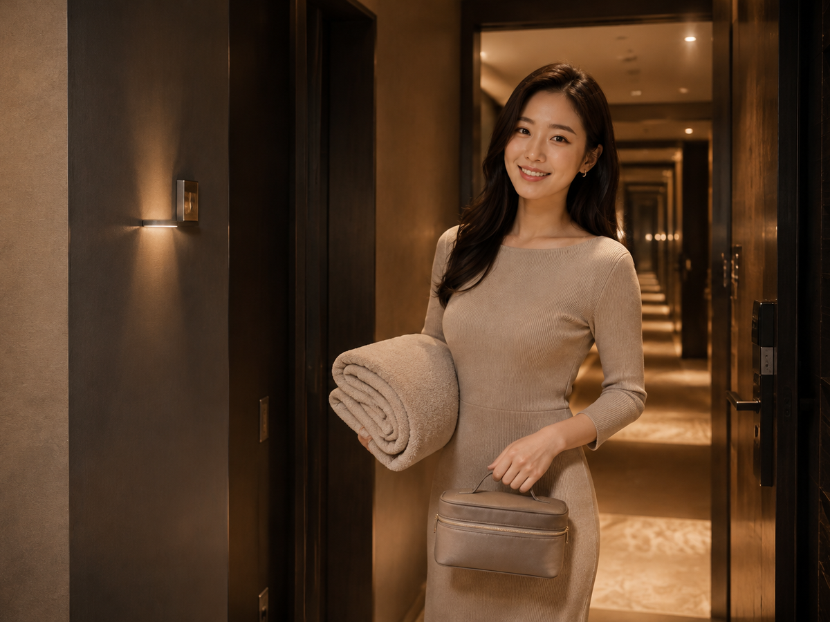 용인 처인구 방문 홈케어 일정을 준비하는 젊은 성인 한국 여성 관리사